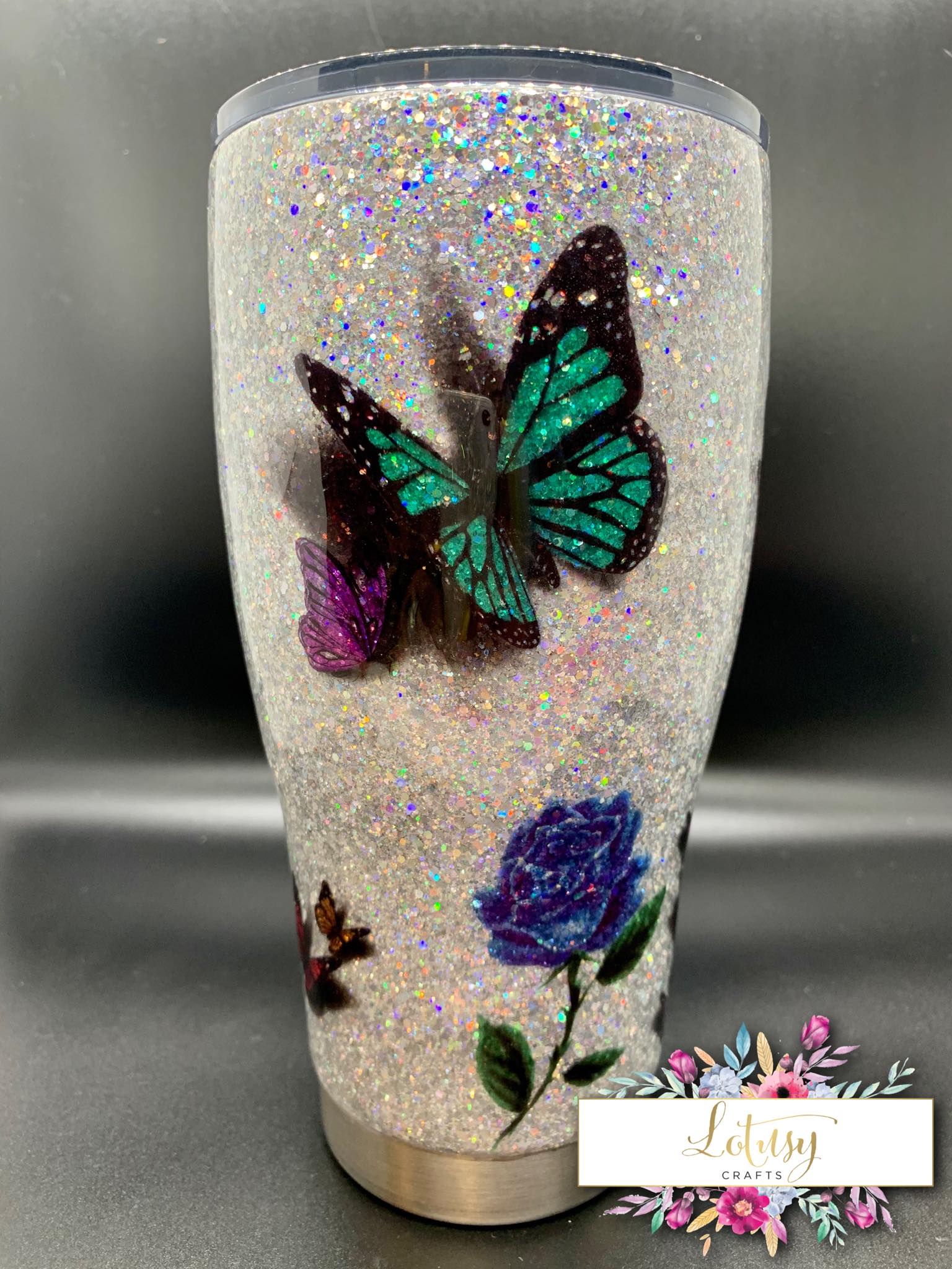 Drink Tumbler with Butterflies On It